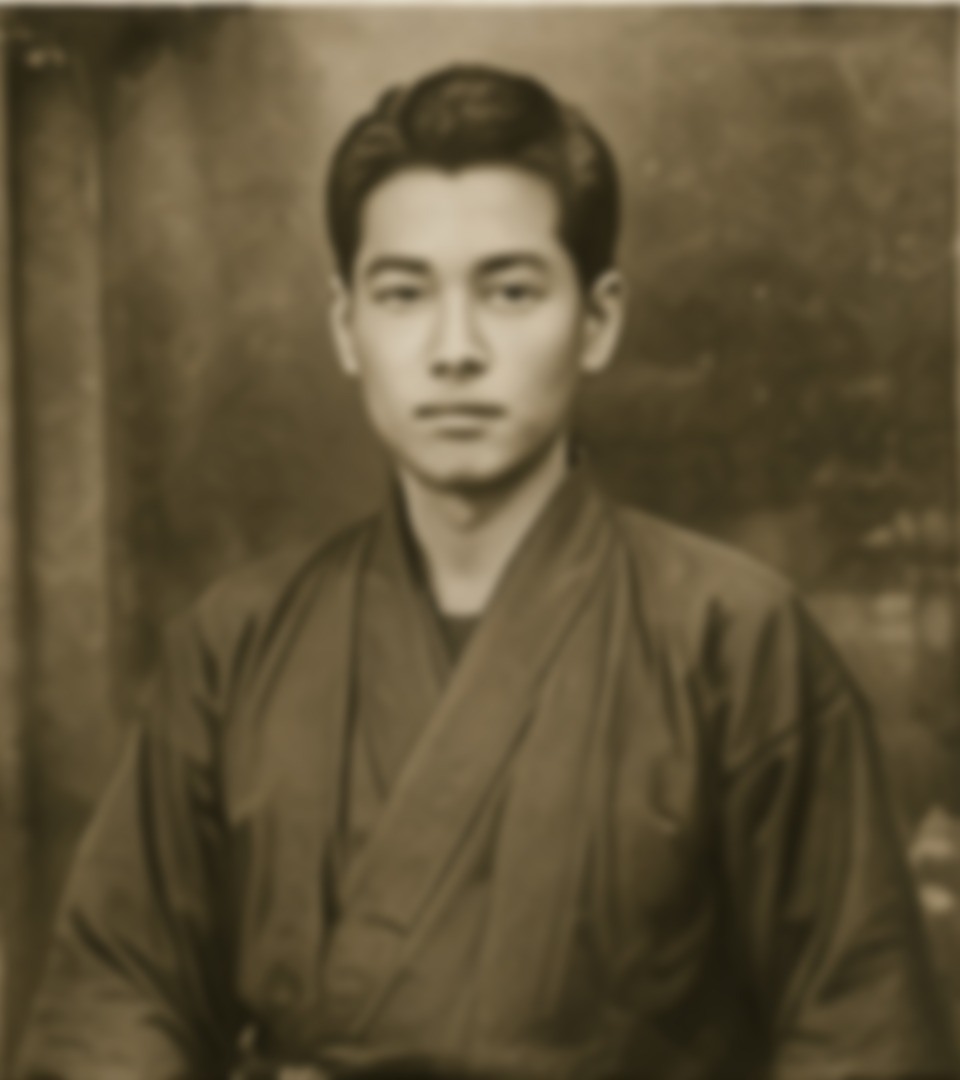 着物姿の初代・松野豊助（17歳当時をイメージした写真）